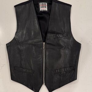 Men's Black Leather Vest by 101